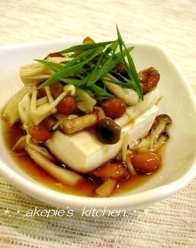レンジ&麺つゆで簡単♬きのこたっぷり豆腐